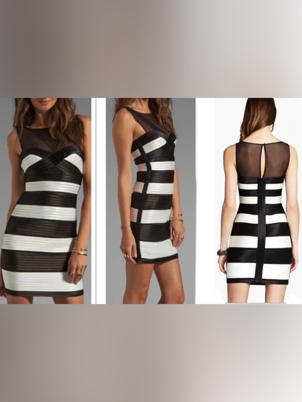 BCBG Maxazria Mara Dress Size 8 Black & White